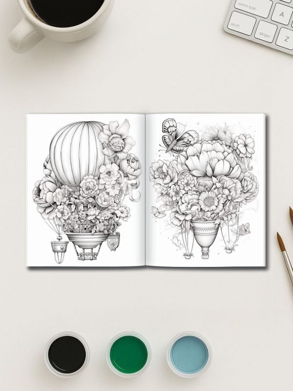 Vintage Charm – 200 Floral Object Coloring Pages - Image 3