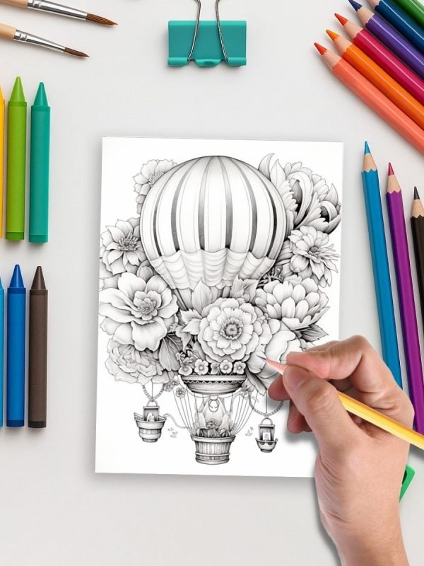Vintage Charm – 200 Floral Object Coloring Pages - Image 5
